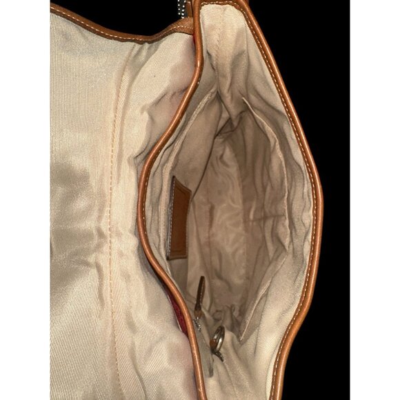 VTG Coach Soho Signature Flap 6378 Red Canvas Tan Leather Convertible Y2K Bag - Picture 8 of 11